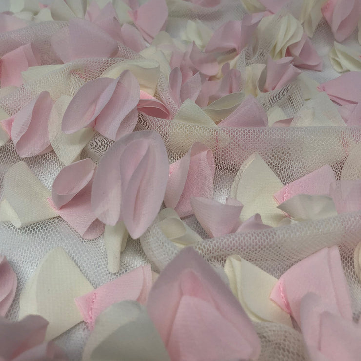 Blush Pastel Floral Bow-Tie 3D Embroidered Mesh