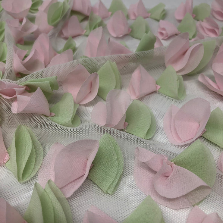 Pastel Floral Bow-Tie 3D Embroidered Mesh