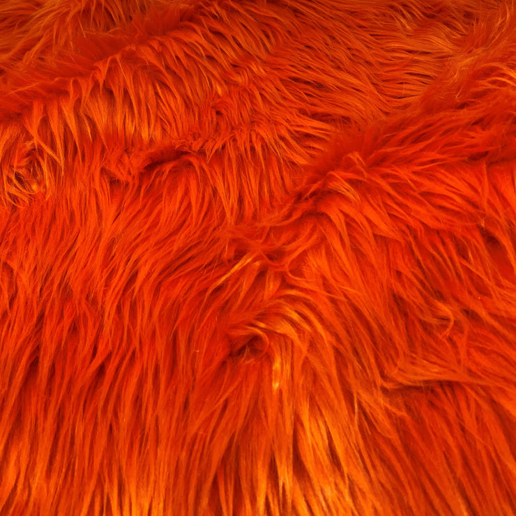 Orange Solid Shaggy Long Hair Pile Faux Fur