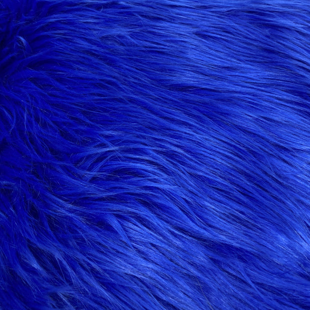 Royal Blue Solid Shaggy Long Hair Pile Faux Fur