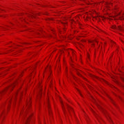 Red Crimson Solid Shaggy Long Hair Pile Faux Fur