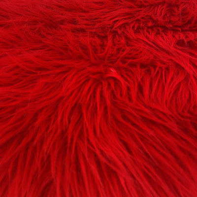 Red Crimson Solid Shaggy Long Hair Pile Faux Fur