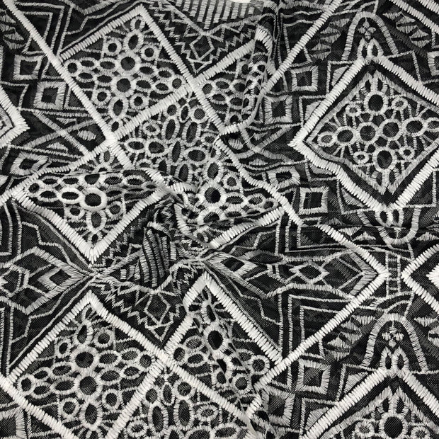 Geometric Black Diamond Embroidered Lace