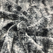 Grey Lynx Striped Patch Faux Fur