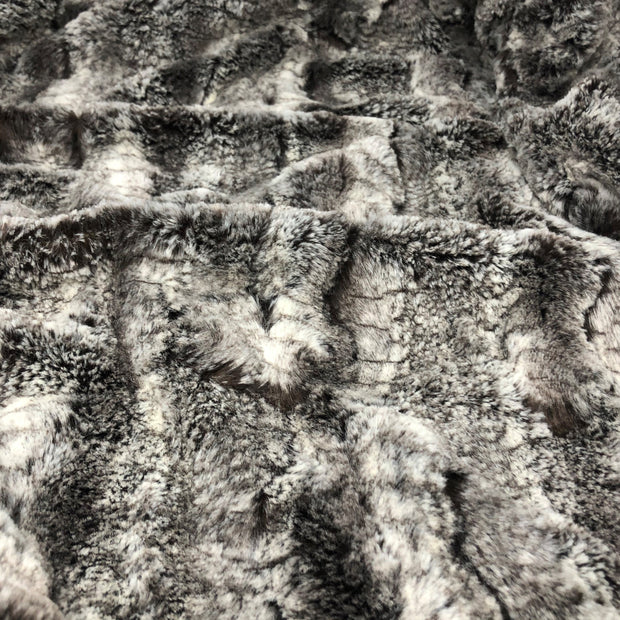 Brown Lynx Striped Patch Faux Fur
