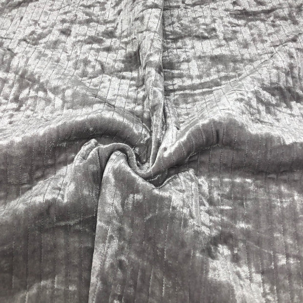 Silver Striped Upholstery Crushed Velvet