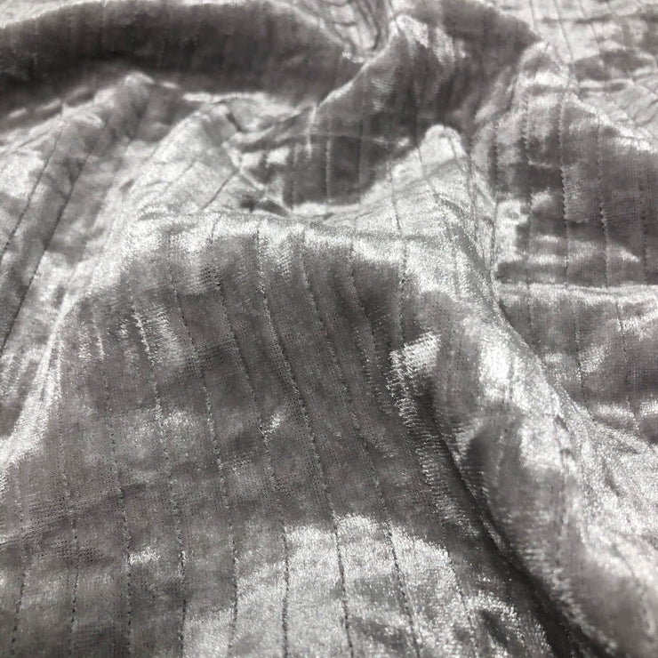 Silver Striped Upholstery Crushed Velvet
