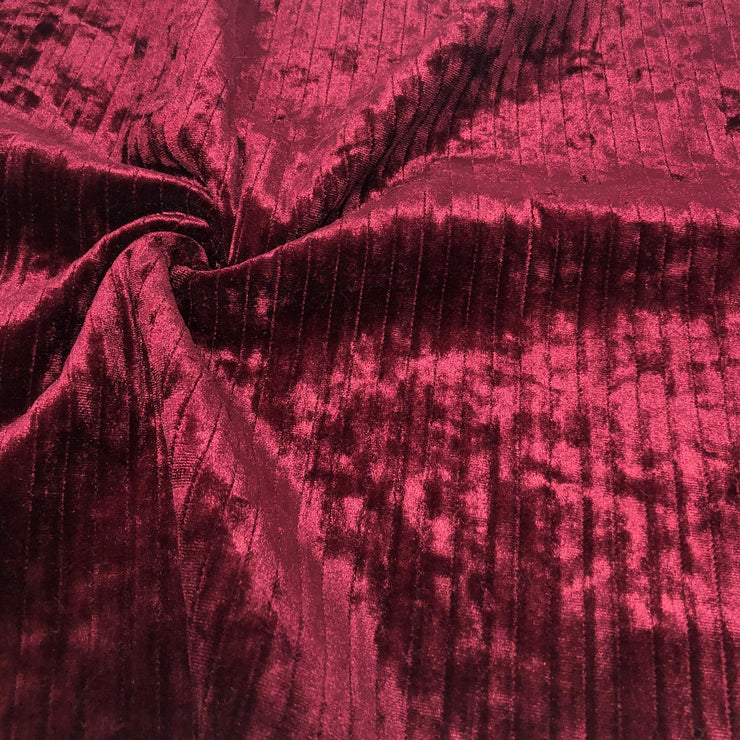 Wine Striped Upholstery Crushed Velvet
