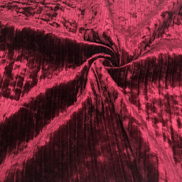 Wine Crushed Velour Fabric by the Metre