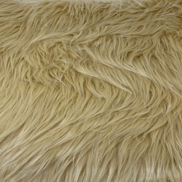 Taupe Solid Shaggy Long Hair Pile Faux Fur