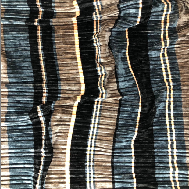 Multi Striped Crinkled Velvet