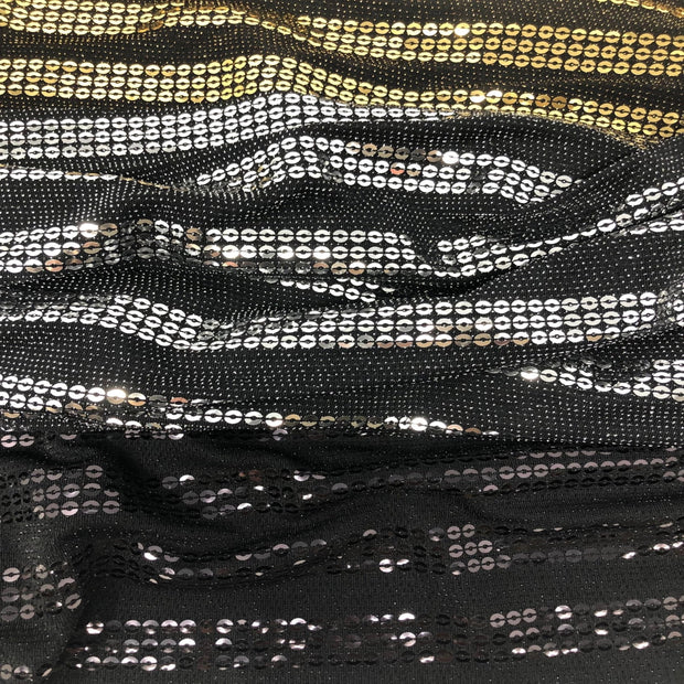 Striped Sequin Metallic Jersey