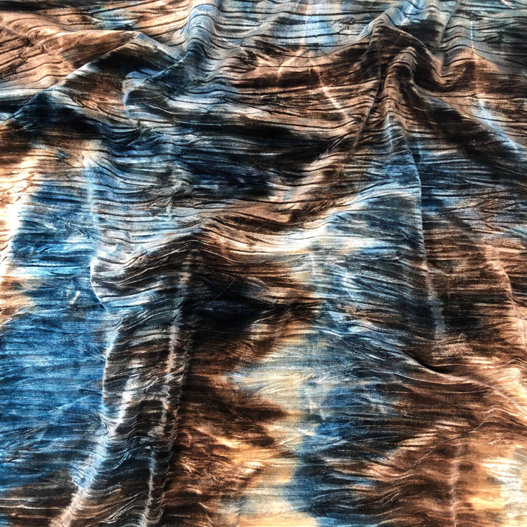 Tie-Dye Striped Crinkled Velvet