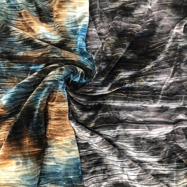 Tie-Dye Striped Crinkled Velvet