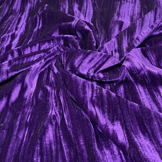 Purple Crinkled Stretch Velvet Solid