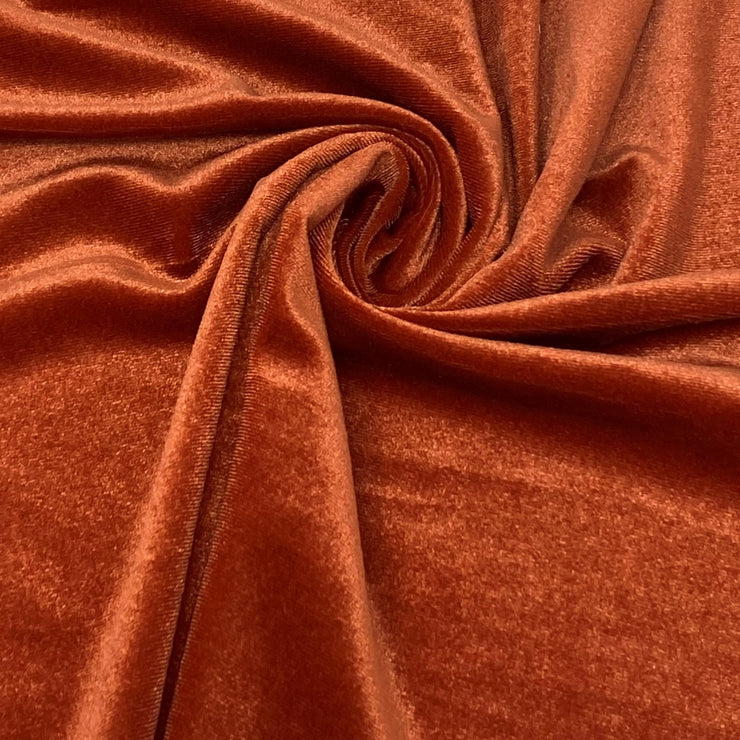 Burnt Orange Stretch Velvet Solid- Sold by the Yard – Elotex Fabric