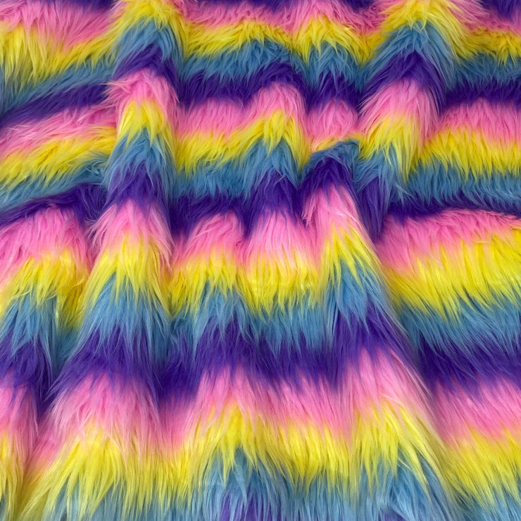 California Rainbow Striped Faux Fur