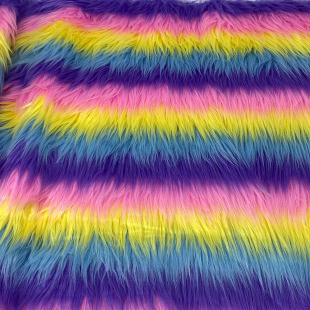 California Rainbow Striped Faux Fur