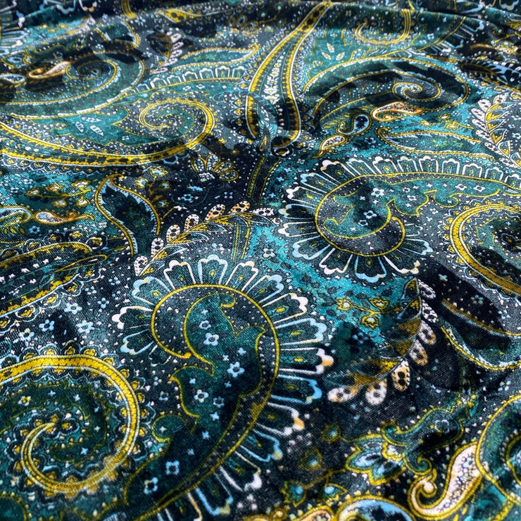 New Paisley Printed Velvet- Sold by the Yard – Elotex Fabric