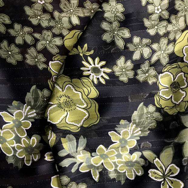 Flower Garden Metallic Stripe Chiffon
