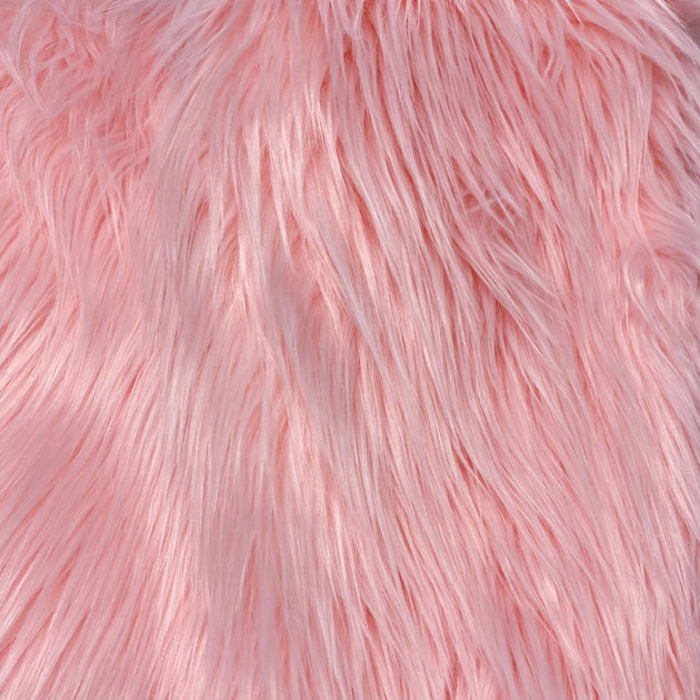 Pink Solid Shaggy Long Hair Pile Faux Fur - Sold by the yard – Elotex ...