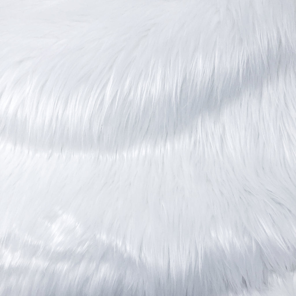 White Long Pile Shaggy Faux Fur Fabric