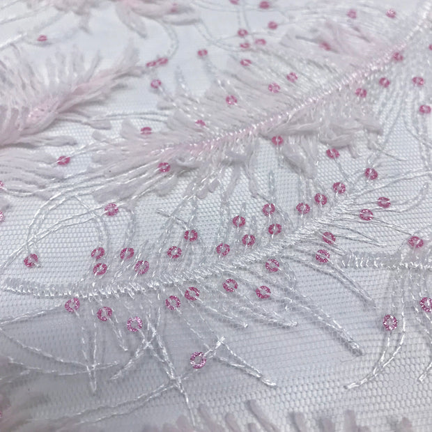 Sequined Feather 3D Embroidered Lace