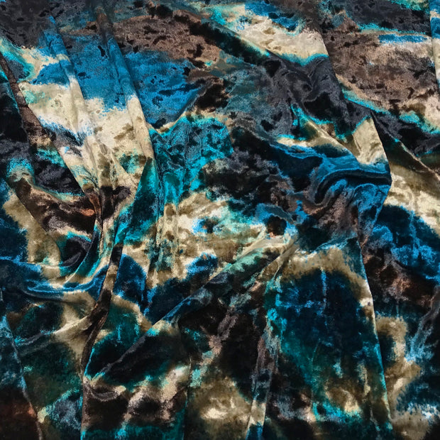 Tie-Dye Velvet #7 - Turquoise Chocolate Taupe